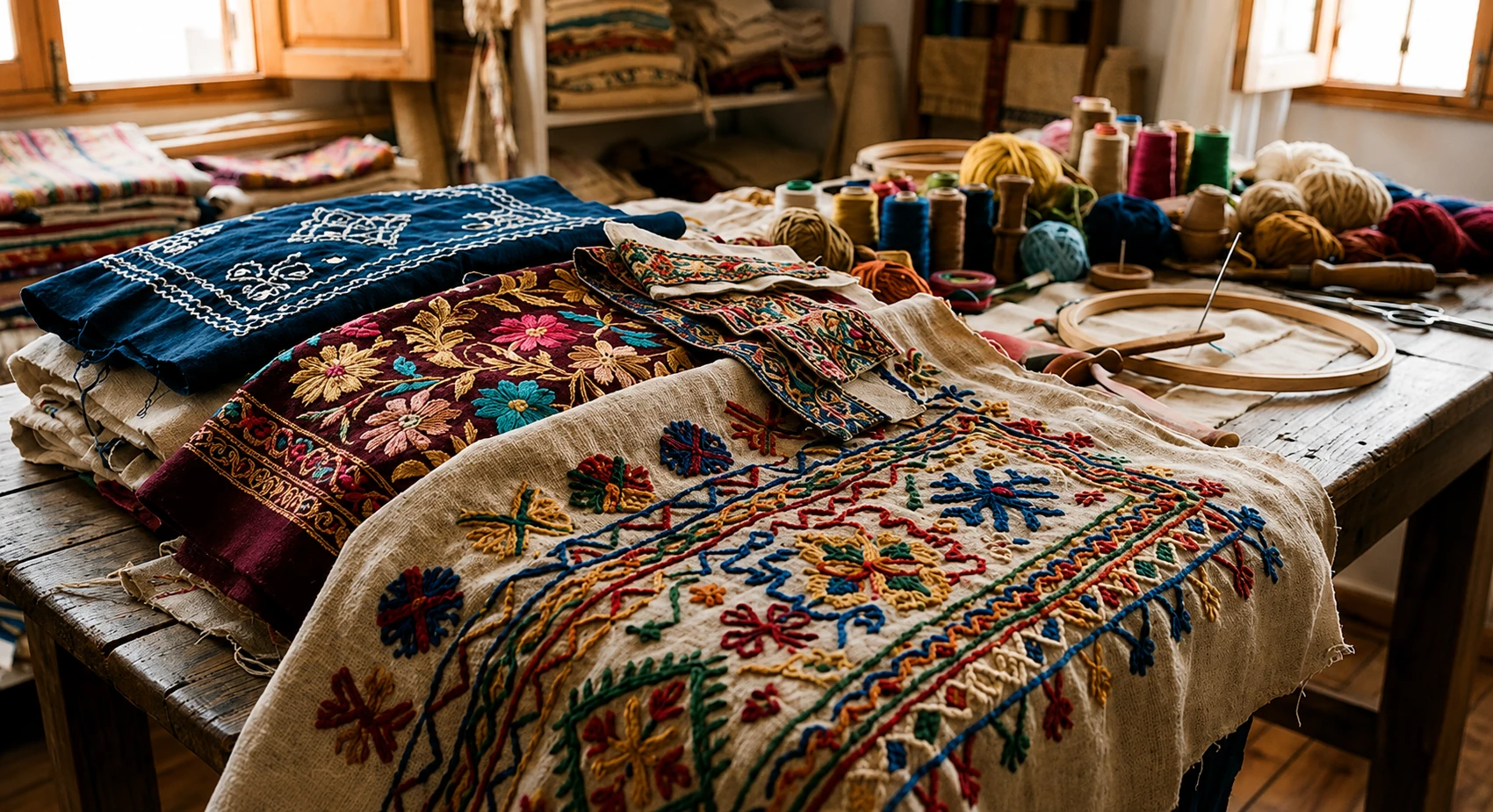 Embroidered Fabrics exporter India wholesale Surat embroidery